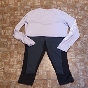 Columbia Light Purple Top and Dark Gray Leggings Size Small